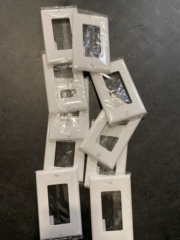 Photo 1 of ENERLITES Decorator Light Switch or Receptacle Outlet Wall Plate, Size 1-Gang 4.50 Inches x 2.76 Inches, Unbreakable Polycarbonate Thermoplastic, 8831-W-10PCS, White (10 Pack), UL Listed