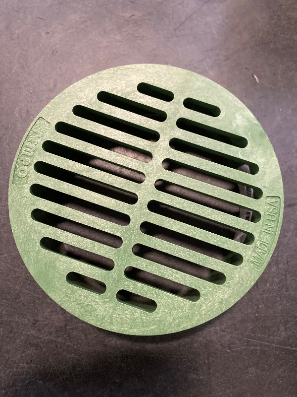 Photo 1 of Premium USA Made 6" Inch GREEN Outdoor Round Flat Drain Grate Cover - Fits 6" Inch Sewer & Drain Pipe/Fittings, Also Fits Triple Wall Pipe & Corrugated Landscape Pipe 6" (GREEN)