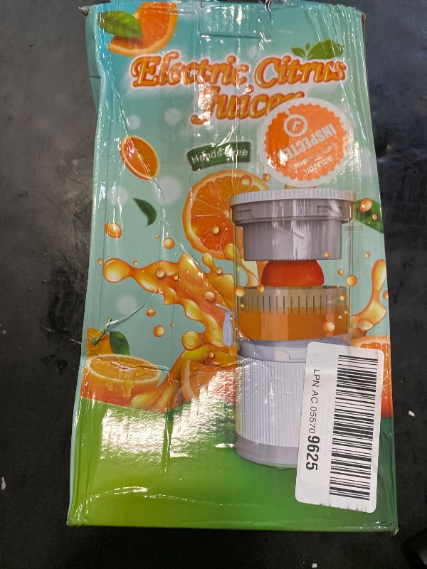 Photo 1 of Electric Citrus Juicer, Rechargeable Juicer Machine with USB Cable and Cleaning Brush, Touch Button, Automatic Orange Lime Lemon Grapefruit Squeezer, Easy to Clean Portable Juicer, White
