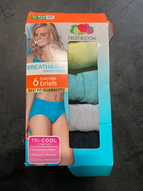 Photo 1 of 10/3 XL Pants Size 18-20 US Fruit Of The Loom Womens Breathable Underwear, Moisture Wicking Keeps You Cool & Comfortable, Available In Plus Size Briefs, Micro Mesh - Low Rise Brief - 6 Pack - Colors May Vary,
