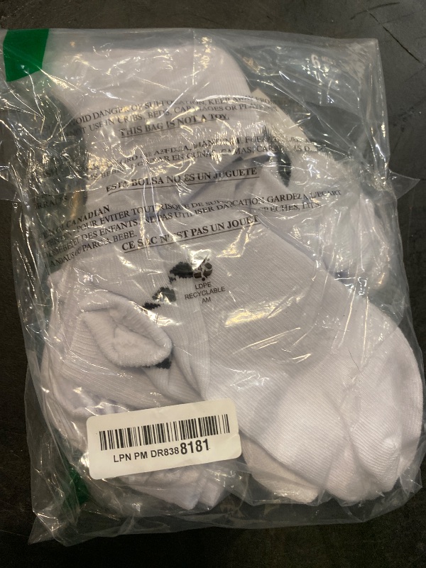 Photo 1 of (L) White/Black, Large adidas Men's Athletic Cushioned Socks, 6-Pack No Show with Arch Support, 