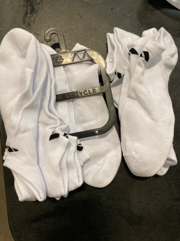 Photo 1 of (L) White/Black, Large adidas Men's Athletic Cushioned Socks, 6-Pack No Show with Arch Support, 