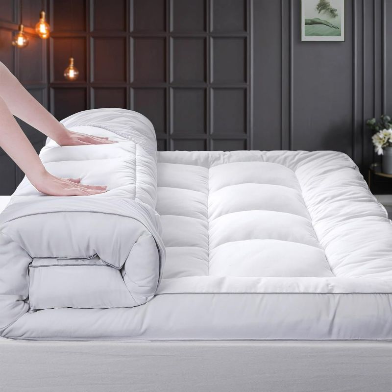 Photo 1 of HYPREST Pillow Top Mattress Topper King, Extra Thick Mattress Topper 1300 GSM Down Alternative, 100% Cotton Soft Plush Bed Topper 8-24" Deep Pocket