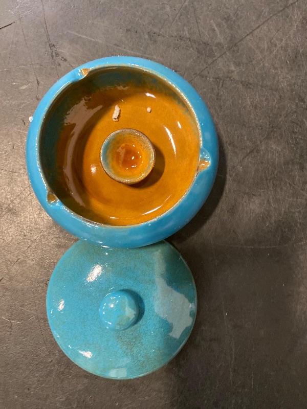 Photo 1 of Lependor Ceramic Ashtray with Lids, Windproof, Cigarette Ashtray for Indoor or Outdoor Use?Ash Holder for Smokers,Desktop Smoking Ash Tray for Home Office Decoration - Blue