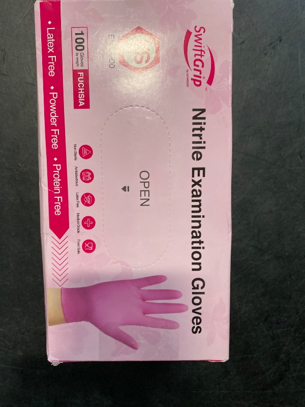 Photo 1 of SwiftGrip Powder-Free Nitrile Gloves, X-Small, 100ct Box - 3-mil, Disposable, Latex-Free, for Kitchen, Cleaning, Estheticians, Hair Stylist - Pink/Fuchsia