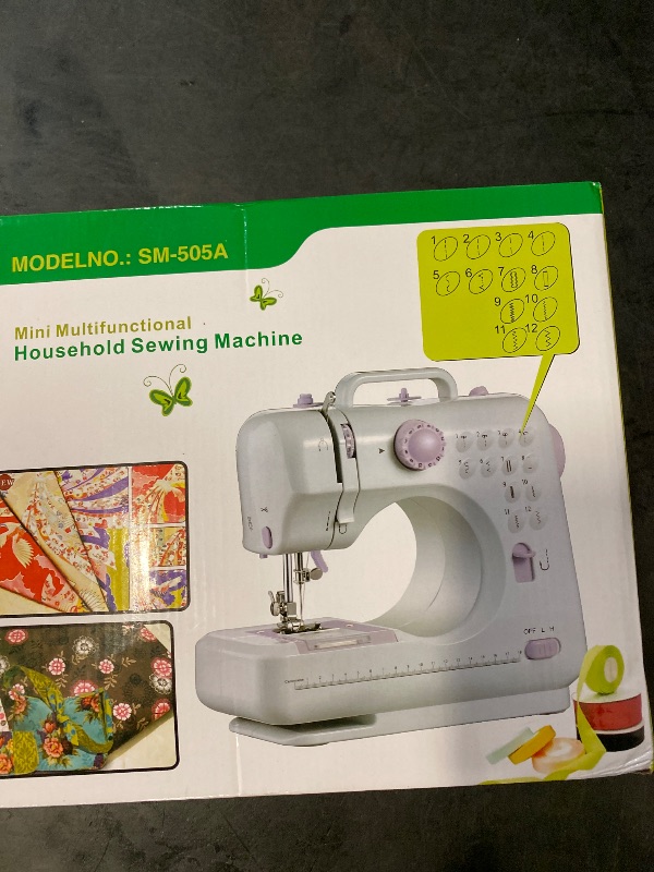 Photo 1 of Mini Sewing Machine for Beginners, Portable Electric Sewing Machine with Dual Speed, 12 Built-in Stitches, Foot Pedal, and Accessories Kit for Home DIY Projects & Gift