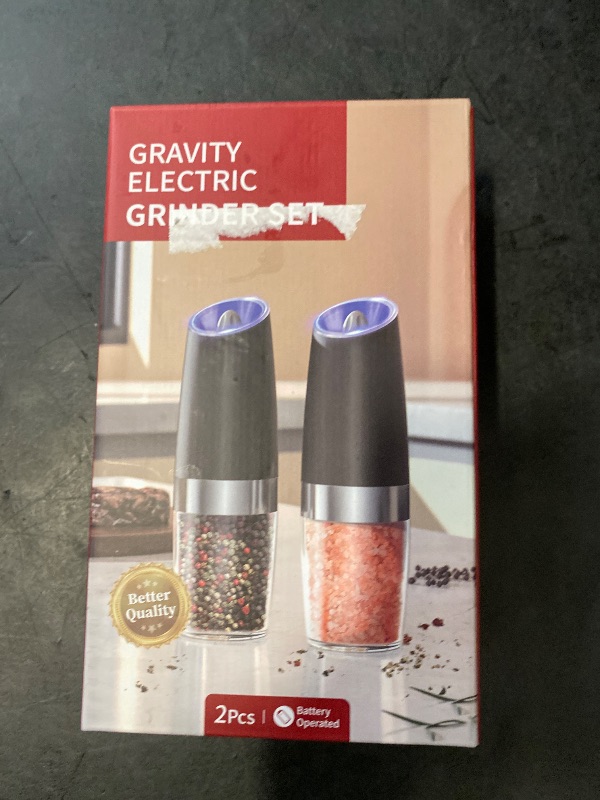 Photo 1 of CIRCLE JOY Gravity Electric Salt and Pepper Grinder Set Automatic Salt and Pepper Grinder Set with LED Light, Battery Operated, Adjustable Coarseness, Large Capacity, for Home Kitchen BBQ