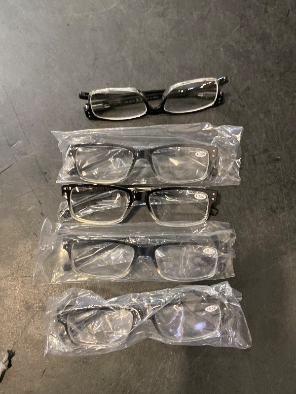 Photo 1 of Eyekepper 5 Pack Reading Glasses for Men Spring Hinges Classic Readers Black-Clear Frame +0.50