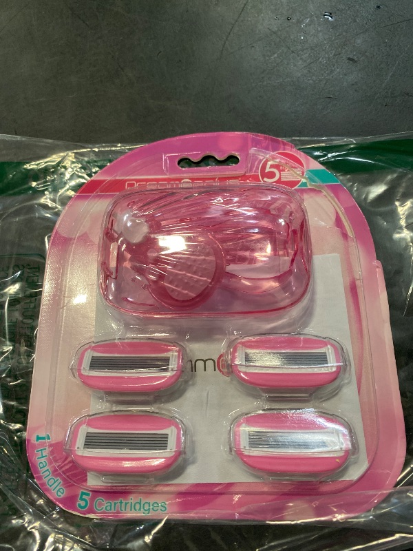 Photo 1 of DreamGenius Travel Razors for Women Include 1 Handle and 5 Cartridges, Extra Smooth 5-Blade Travel Essentials Razor with Case for Shaving, Pink