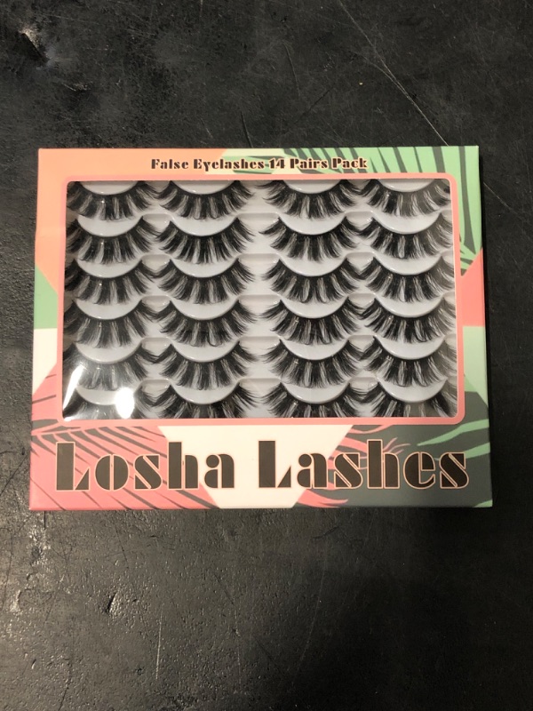 Photo 1 of Losha Eyelashes Natural Look Faux Mink Lashes Pack Handmade Fluffy False Eyelashes 14 Pairs Eye Lashes (3D07)