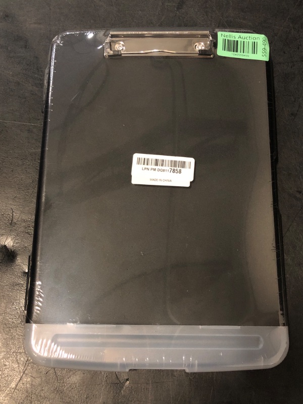 Photo 1 of Piasoenc Clipboard with Storage, 8.5 x 11 Organization Box with Pen Holder and A4 Legal Paper Folder, Folio & Side-Opening, Low Profile Clip,for Nurses,Teachers, Size 14 x 9.6 x 1.2 in, Black