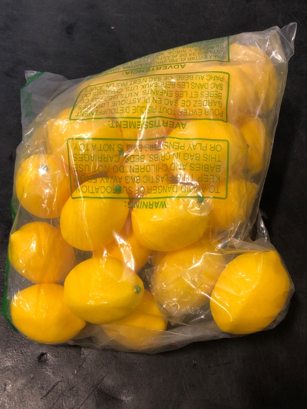 Photo 1 of 30 Pack Faux Yellow Lemons Artificial Fruits Fake Lemons Lifelike Simulation for Lemonade Party Kitchen Table Summer Decorations Vase Fillers Fruit Bowl Lemon Wreath Garland Photography Props
