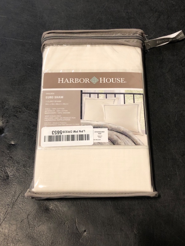 Photo 1 of Harbor House Modern Fashionable Design Euro Sham European Square Decorative Pillow Cover, Zipper Closure (Pillow Insert NOT Included), 26x26, Chelsea Ivory
