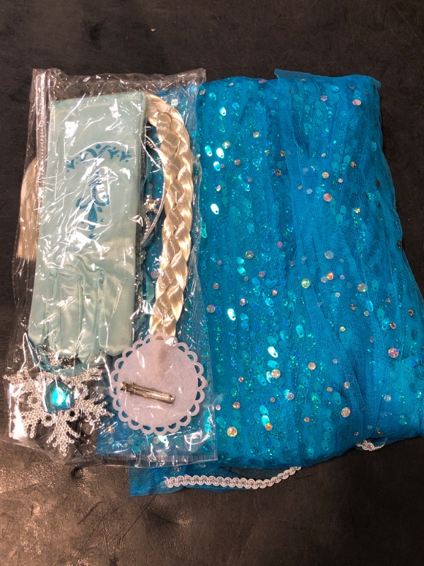 Photo 1 of (3-4 Years, Blue) Esvaiy Girls Princess Elsa Dress Costume - Luxury Sequin Halloween Birthday Party Dress Up Kids  