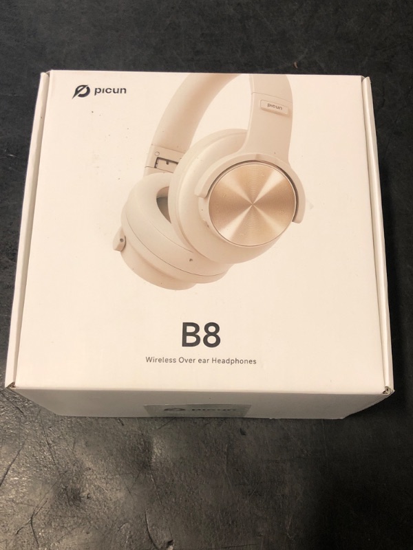 Photo 1 of Picun B8 Bluetooth Headphones, 120H Playtime Headphone Wireless Bluetooth with 3 EQ Modes, Low Latency, Hands-Free Calls, Over Ear Headphones for Travel Home Office Cellphone PC Khaki White