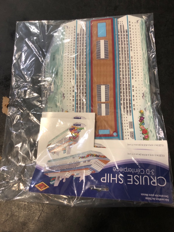 Photo 1 of Beistle - Three Dimensional Fillable Cruise Ship Table Centerpiece, 13.25" Nautical Decorations-Bon Voyage Ocean Theme Party Supplies, Made In USA Since 1900, Multicolor