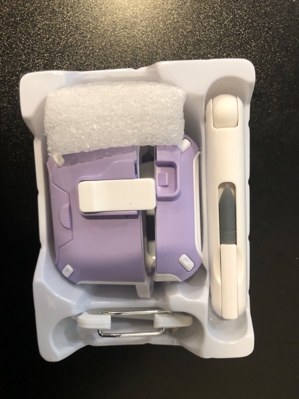 Photo 1 of MHYALUDO for AirPods 4th Generation Case Cover, Compatible with Magsafe, Magnetic Automatic Lock, Charging Port Dust-Proof & Stand Design with Cleaning Kit for AirPods 4 Case 2024, White/Purple