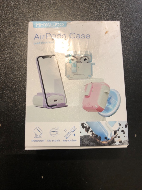 Photo 1 of MHYALUDO for AirPods 4th Generation Case Cover, Compatible with Magsafe, Magnetic Automatic Lock, Charging Port Dust-Proof & Stand Design with Cleaning Kit for AirPods 4 Case 2024, White/Purple