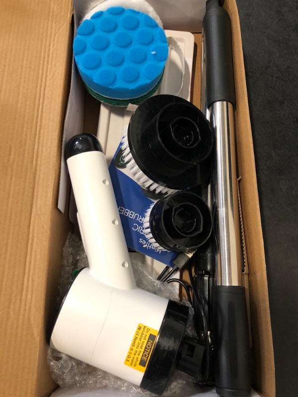 Photo 1 of Electric Spin Scrubber-Highyes Cordless Cleaning Brush-Shower Scrubber with 7 Replaceable Brush Heads-Bathroom Scrubber with Detachable Long Handle