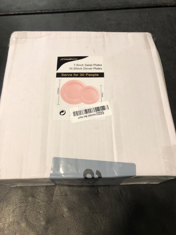 Photo 1 of FLOWERCAT 60PCS Pink Plastic Plates - Heavy Duty Pink Plates Disposable for Party/Mother's Day/Wedding - serving 30 guests Include 30PCS 10.25inch & 30PCS 7.5inch