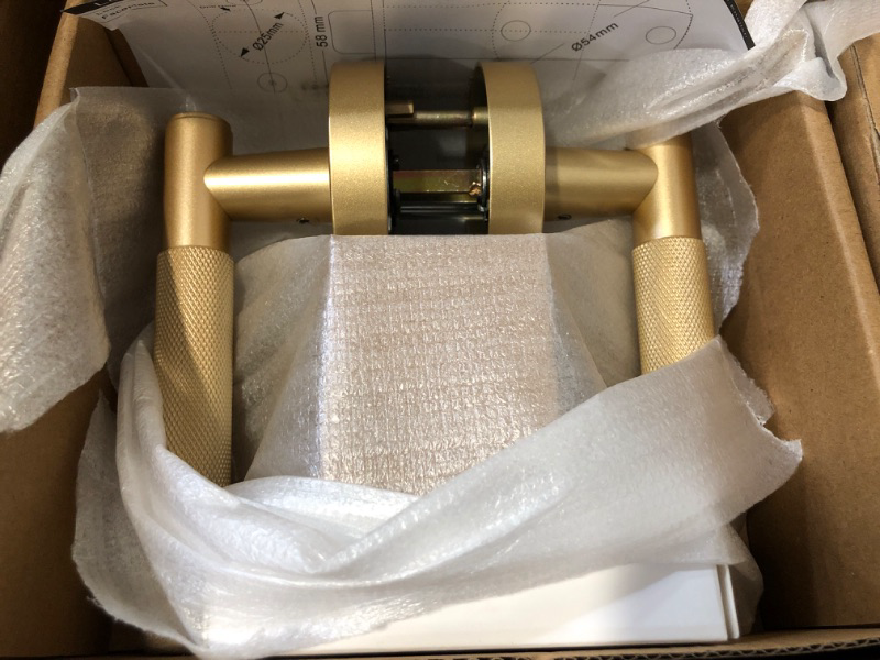 Photo 1 of Asidrama 6 Pack Privacy Gold Door Handles, Door Lever with Door Knobs Indoor for Bedroom or Bathroom, Heavy Duty Brushed Gold Door Handles Interior with Locks for Left Right Sided Doors