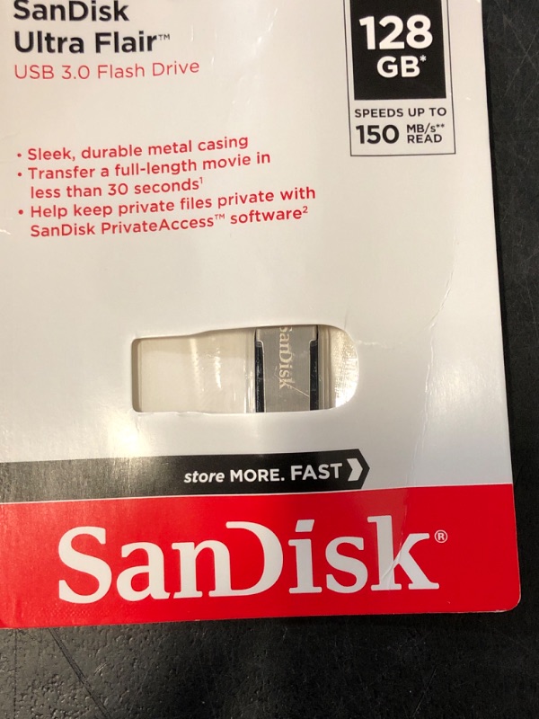 Photo 1 of SanDisk 128GB Ultra Flair USB 3.0 Flash Drive - SDCZ73-128G-G46, black