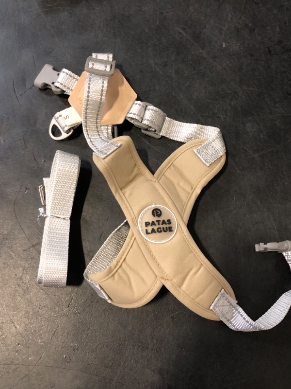 Photo 1 of Patas Lague Dog Harness with Leash Set Adjustable Soft Padded Step-in Dog Vest No Choke No Pull Reflective for Small Medium Pets with Poop Bags and Dispenser, Solid and No-chew, Brown M