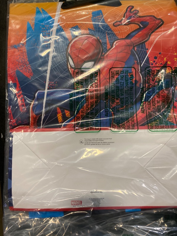 Photo 1 of Hallmark Marvel Spider-Man Gift Bags (2 Bags: 1 Large 13", 1 Extra Large 15") for Birthdays, Halloween, Christmas, Kids Parties