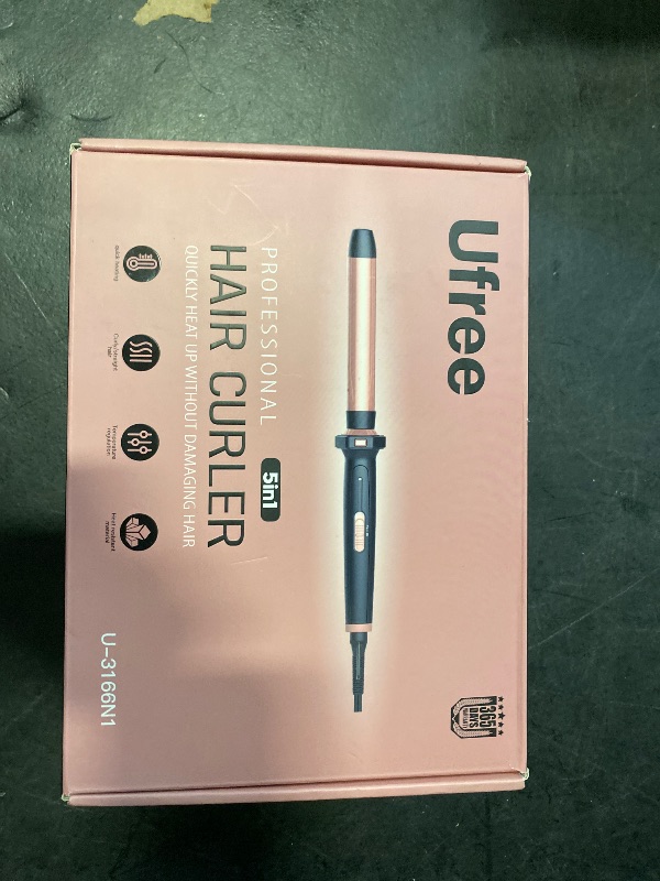Photo 1 of Ufree 5 in 1 Curling Iron with Interchangeable Ceramic Barrels (0.35"-1.25"), Curling Wand Set with Flat Iron Hair Straightener, Instant Heat Up, Dual Voltage Hair Curler, Gifts for Women