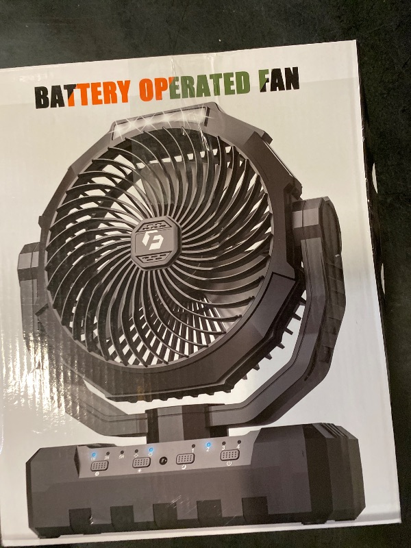 Photo 1 of Battery Operated Fan [200H Max], 2 in 1 D-Cell Battery & USB Powered Fans, Portable Camping Fan with 4 Speeds, Light, Timer, Remote for Outdoor Tent, Travel, Picnic, Office, Bedroom - Black