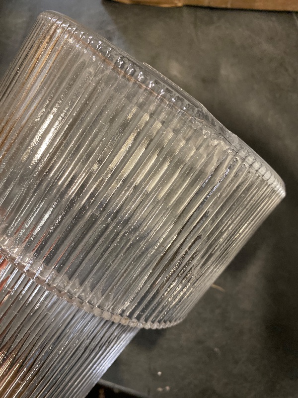 Photo 1 of YANWE1 Ribbed Glass Vase, Flower Vase, Fluted Clear Vases for Flowers, Modern Vases for Living Room, Dining Table, Entryway, Shelf, Wedding, Office, Coffee Table, Birthday, 7.5 Inches