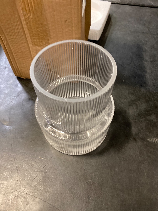 Photo 1 of YANWE1 Ribbed Glass Vase, Flower Vase, Fluted Clear Vases for Flowers, Modern Vases for Living Room, Dining Table, Entryway, Shelf, Wedding, Office, Coffee Table, Birthday, 7.5 Inches