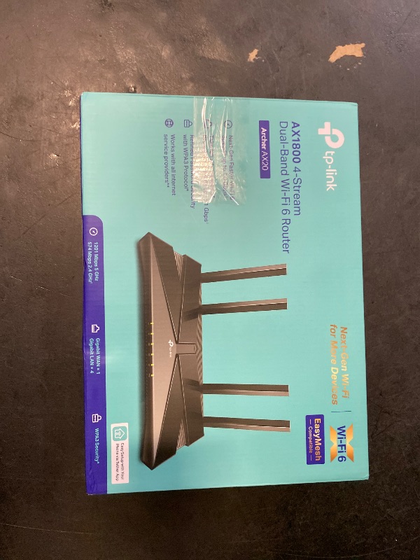 Photo 1 of TP-Link AX1800 WiFi 6 Router V4 (Archer AX21) – Dual Band Wireless Internet, Gigabit, Easy Mesh, Works with Alexa - A Certified for Humans Device