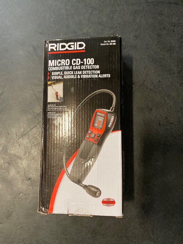 Photo 1 of RIDGID 36163 CD-100 Micro Combustible Gas Handheld Diagnostic Detector with 16" Flexible Probe and Visual, Audible, and Vibration Alarms