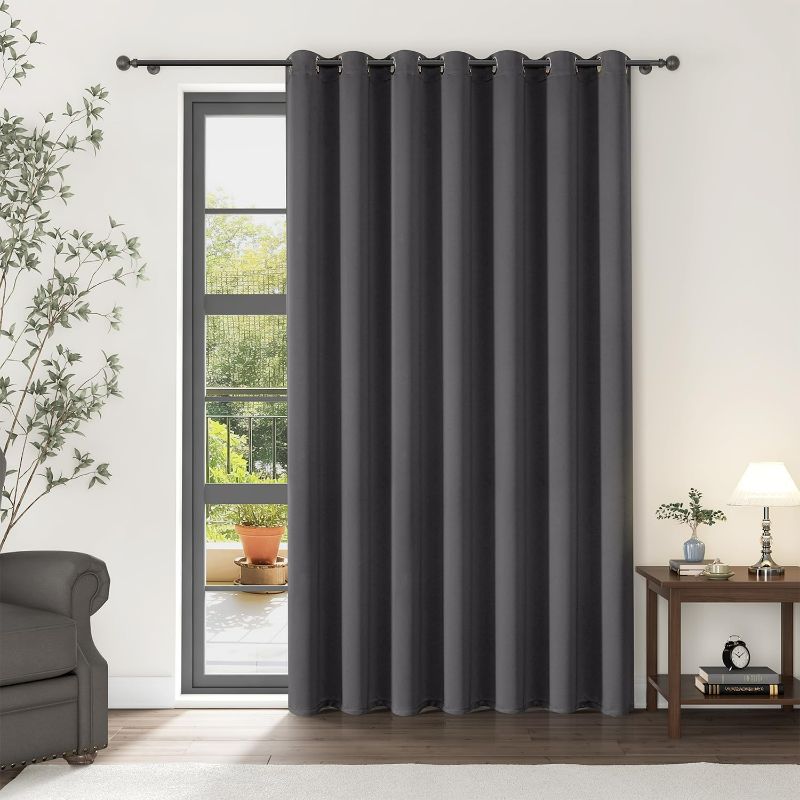 Photo 1 of ChrisDowa Room Divider Curtain 84 Inches Long, Wide Blackout Sliding Door Curtain for Bedroom, Room Darkening Privacy Window Curtain for Patio Door (1 Panel Set, Dark Grey, 100 x 84 Inch)