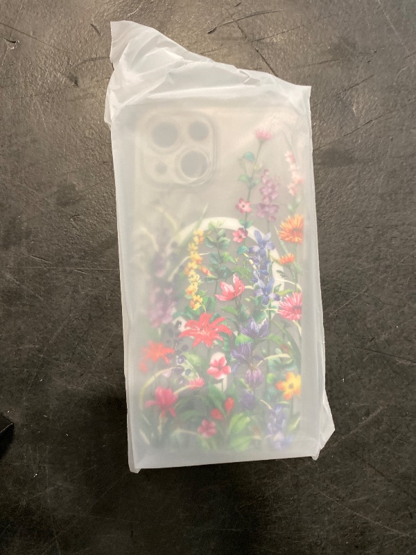 Photo 1 of OOK Magnetic for iPhone 13 Case [Compatible with Magsafe] Colorful Wild Flowers Floral Design Clear Case with Full Camera Lens Case for iPhone 13 Phone Case, Rattan Flower (6.1")
