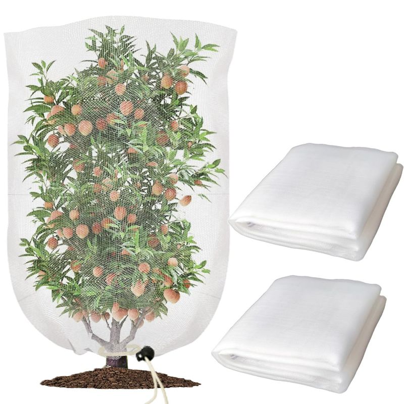 Photo 1 of HHTHH 2pcs 3.3x4.5ft Garden Netting Bags with Drawstring Plant Mesh Cover Protect Vegetable Fruit Trees from Insect Birds