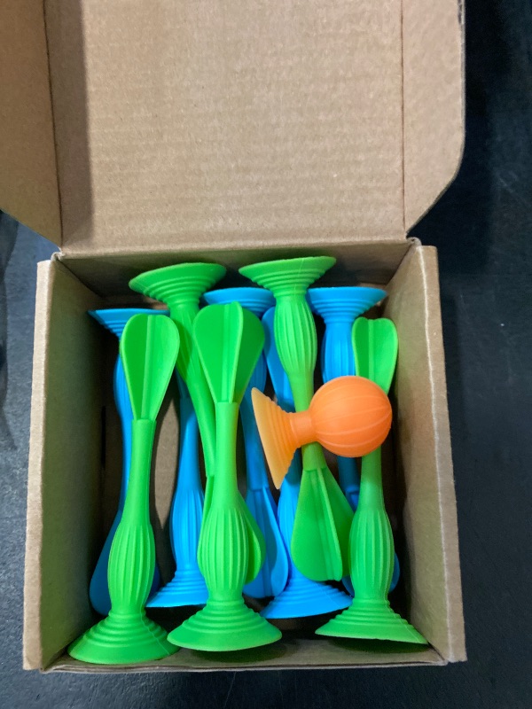 Photo 1 of Syhood 11 Pcs Suction Cup Darts with Target Sucker Fidget Silicone Suck Darts Blue and Green Soft Table Darts Suction Game Sports Sticky Throwing Game Toy Sets for Adults Indoor Outdoor Game Sports