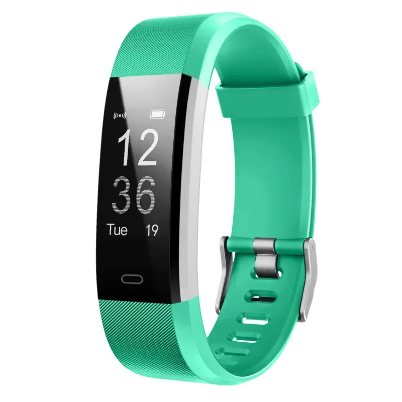 Photo 1 of Turquoise PIVHH Fitness Tracker with Heart Rate Blood Monitor, Sleep Tracker, Step Count, Alarm, Walking, Running & Biking Modes– Charger Not Included - Charges Through Computer