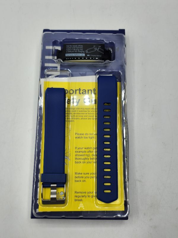 Photo 1 of Blue PIVHH Fitness Tracker with Heart Rate Blood Monitor, Sleep Tracker, Step Count, Alarm, Walking, Running & Biking Modes– Charger Not Included - Charges Through Computer