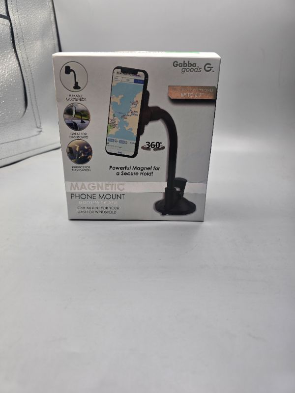 Photo 1 of GABBAGOODS Magnetic Goose Neck Car Mount Is Flexible 360 Degree Rotation Includes Car Mount and Metal Plate for Smartphone