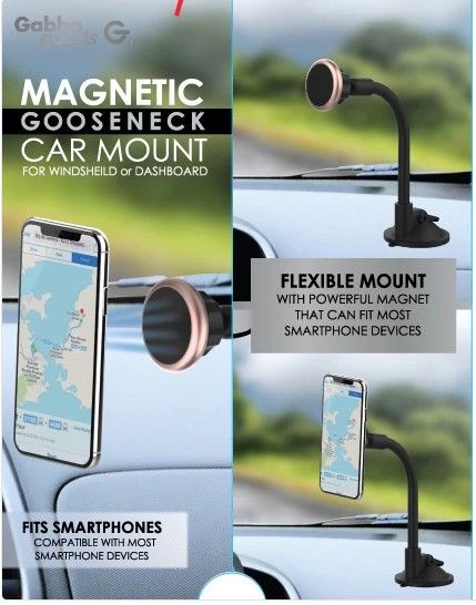 Photo 1 of GABBAGOODS Magnetic Goose Neck Car Mount Is Flexible 360 Degree Rotation Includes Car Mount and Metal Plate for Smartphone