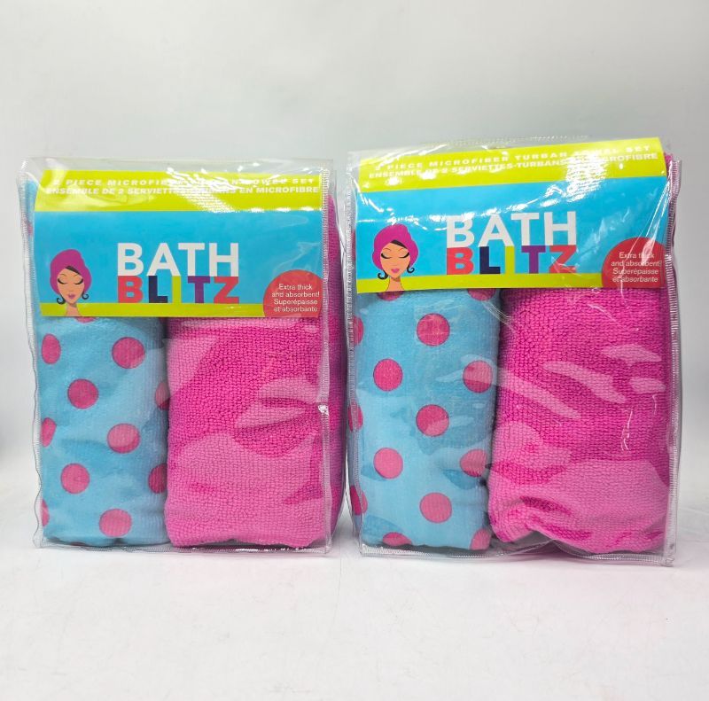 Photo 1 of 4 Bath Blitz Microfiber Turban Towels 2 Different Styles For More Fun Faster Drying Time - Less Damage From Generic Towels - Leaving Hair Soft & Smooth New