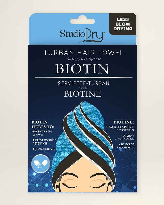 Photo 1 of 2 Pack Pack Biotin Oil Infused Turban Hair Towel Helps Hair Growth Improves Moisture Prevents Frizz & Breakage Dries Hair Faster Then a Cotton Towel Saving Time New