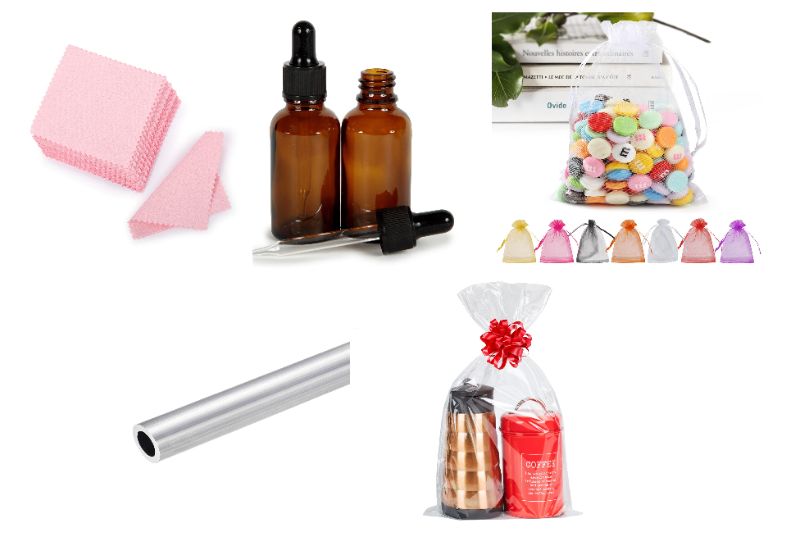 Photo 1 of 5 Mixed Items - Cellophane Bags - Organza Bags - 4 oz Glass Bottle - Jewelry Cleaning Cloth - uxcell 6063 Aluminum Round Tube