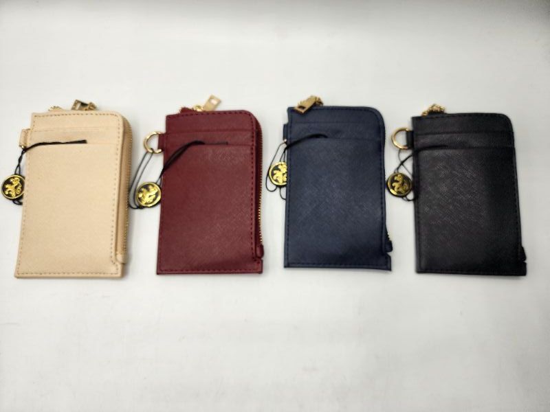 Photo 1 of 5” 4 Pack Lionel Wristlet Wallet Faux Leather, 4 Card Slots 1 ID Slot, 1 Zipper Pocket, Wrist Strap, Each, Small Slim & Compact Colors Cream, Black, Navy Blue, Red