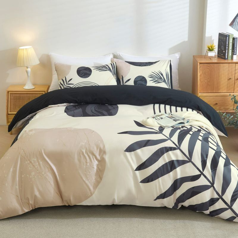 Photo 1 of (Without Comforter)Sheet and Pillowcase Set Boho Duvet Cover King Black Mid Century Arch Sun Modern Abstract Vintage Boho Bedding Sets for All Seasons, 3 Piece Set(NO COMFORTER) 