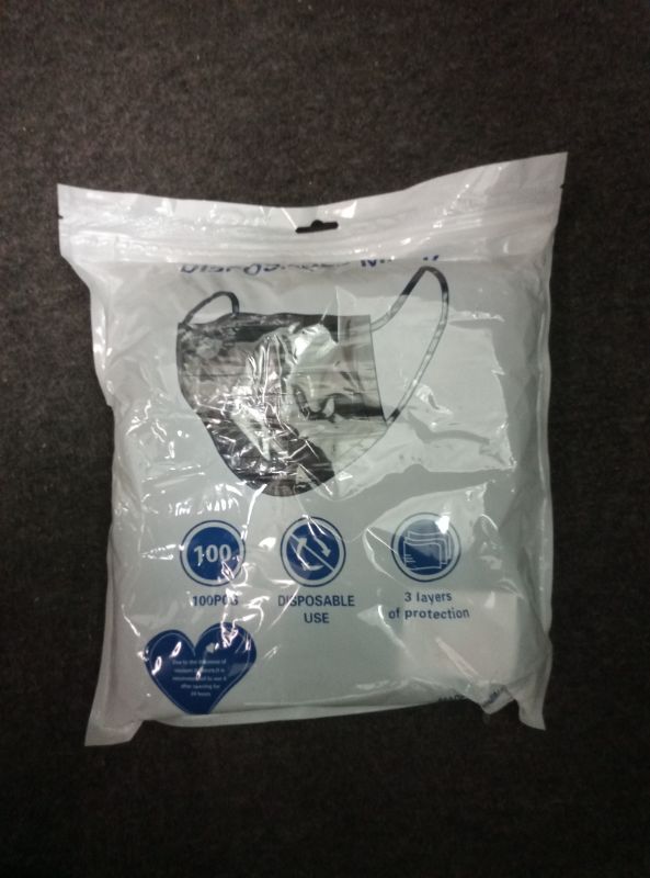 Photo 1 of 100 PCS Disposable Face Masks, Black Disposable Masks, 3 Ply Protection Face Masks