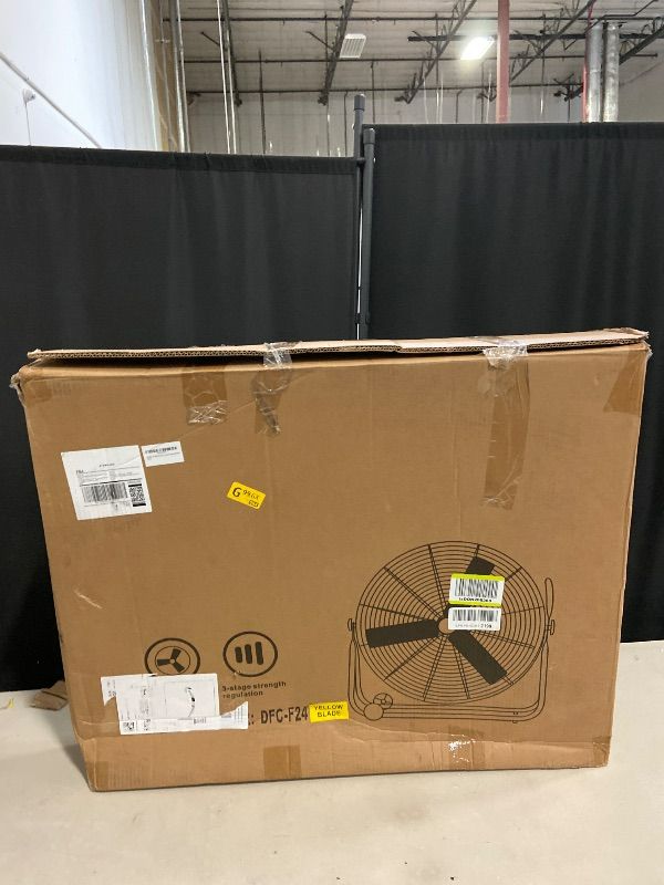Photo 1 of 24" Industrial Fan Heavy Duty, 8500 CFM High Velocity Floor Fan 3 Speeds, Metal Construction and Aluminum Blades, 360° Tilt Metal Fan for Warehouse Garage Shop Workshop Factory and Basement Yellow