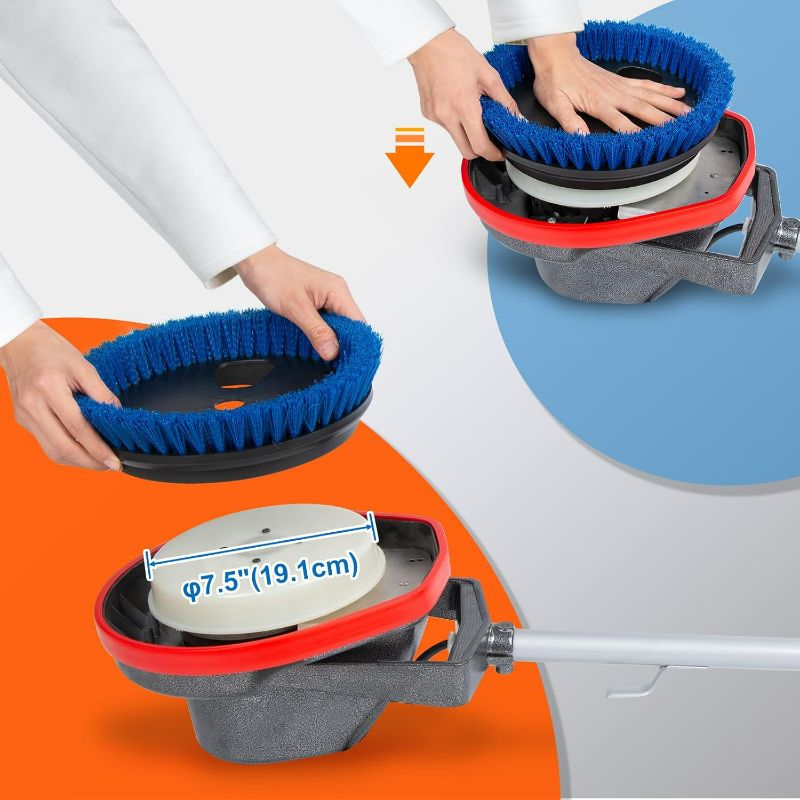 Photo 1 of Commercial Scrub Brush for Orbital Floor Scrubber, Compatible with Oreck Orbiter XL ORB550MC, Bissell BGEM9000, 12" Diameter, Light-Duty Brush, Blue